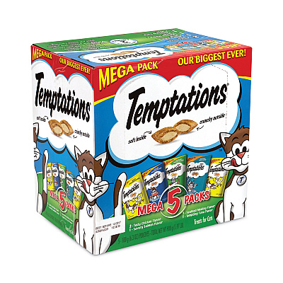 Temptations Cat Treats Mega Pack Variety, 6.3 oz Pouch, 4/Pack (GRR22000661)