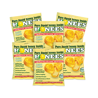 HONEES Cough Drops, Honey-Lemon, 20 per Bag, 6 Bags/Pack (GRR29300005)