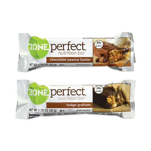 ZonePerfect Nutrition Bars Variety Pack, Chocolate Peanut Butter and Fudge Graham, 1.76 oz Bar, 24 Count, Ships in 1-3 Business Days (22000818)