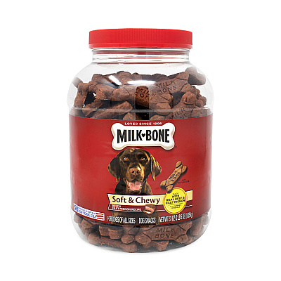Milk-Bone Soft and Chewy Beef Dog Treats, 2 lb, 5 oz Tub (GRR22000664)