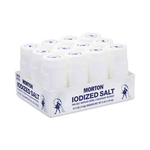 Morton Restaurant Style Iodized Salt Shakers, 4 oz, 12 Count, Ships in 1-3 Business Days (22000755)