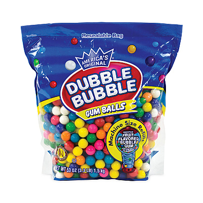 Dubble Bubble Original Gum Balls, 3.3 lb Bag, Assorted Flavors (GRR22000491)