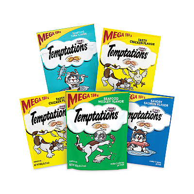 Temptations Cat Treats Mega Pack Variety, 6.3 oz Pouch, 4/Pack (GRR22000661)