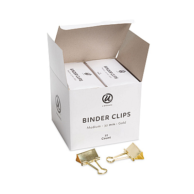 U Brands Binder Clips, Medium, Gold, 72/Pack (UBR3600U0624)