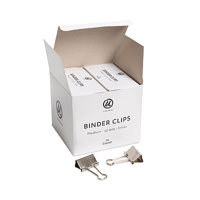 U Brands Binder Clips, Medium, Silver, 72/Pack (UBR3604U0624)