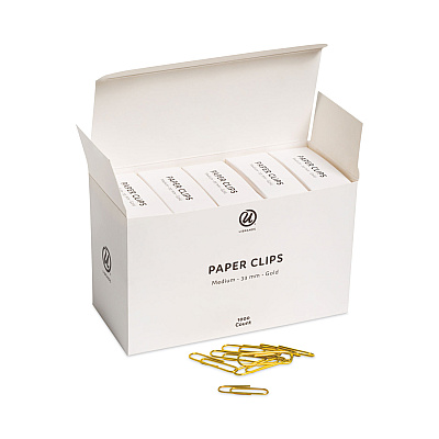 U Brands Paper Clips, Medium, Vinyl-Coated, Gold, 200 Clips/Box, 5 Boxes/Pack (UBR3619U0624)