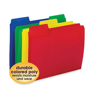 Smead SuperTab Top Tab File Folders, 1/3-Cut Tabs: Assorted, Letter Size, 0.75" Expansion, Polypropylene, 12/Pack (SMD10516)