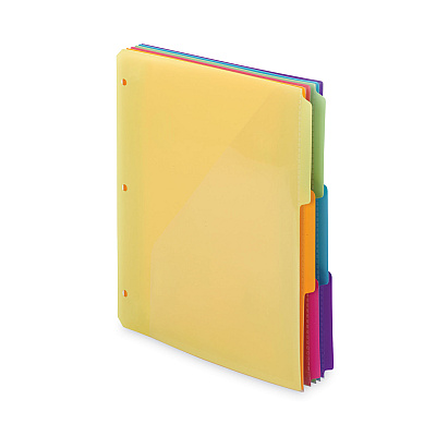 Smead Three-Ring Binder Poly Index Dividers with Pocket, 9.75 x 11.25, Assorted Colors, 30/Box (SMD89421)
