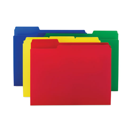 Smead Top Tab Poly Colored File Folders, 1/3-Cut Tabs: Assorted, Letter Size, 0.75" Expansion, Assorted Colors,12/Pack (10505)
