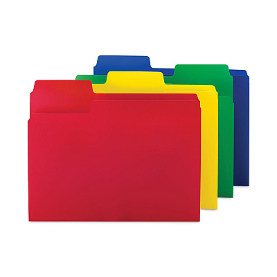 Smead SuperTab Top Tab File Folders, 1/3-Cut Tabs: Assorted, Letter Size, 0.75" Expansion, Polypropylene, 12/Pack (SMD10516)