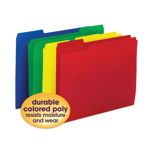 Smead Top Tab Poly Colored File Folders, 1/3-Cut Tabs: Assorted, Letter Size, 0.75" Expansion, Assorted Colors,12/Pack (10505)