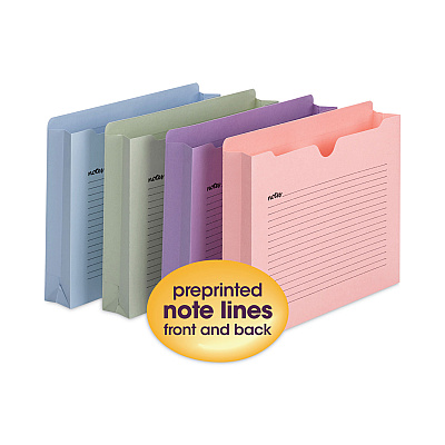 Smead Notes File Jackets, Straight Tab, 2" Expansion, Letter Size, Assorted Colors, 12/Pack (SMD75695)