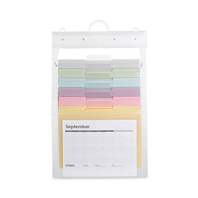 Smead Cascading Wall Organizer, 6 Sections, Letter Size, 14.25" x 24.25", Blue, Clear, Gray, Green, Orange, Pink, Purple (SMD92064)