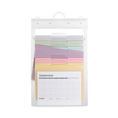 Smead Cascading Wall Organizer, 6 Sections, Letter Size, 14.25" x 24.25", Blue, Clear, Gray, Green, Orange, Pink, Purple (SMD92064)