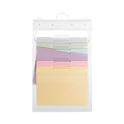 Smead Cascading Wall Organizer, 6 Sections, Letter Size, 14.25" x 24.25", Blue, Clear, Gray, Green, Orange, Pink, Purple (SMD92064)