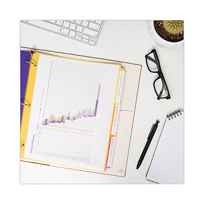 Smead Three-Ring Binder Poly Index Dividers with Pocket, 9.75 x 11.25, Assorted Colors, 30/Box (SMD89421)