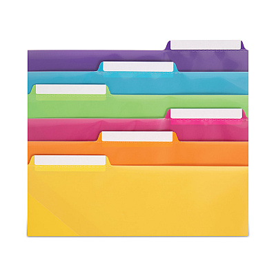 Smead Three-Ring Binder Poly Index Dividers with Pocket, 9.75 x 11.25, Assorted Colors, 30/Box (SMD89421)