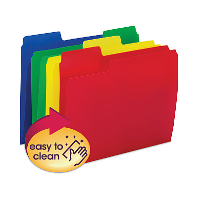 Smead SuperTab Top Tab File Folders, 1/3-Cut Tabs: Assorted, Letter Size, 0.75" Expansion, Polypropylene, 12/Pack (SMD10516)