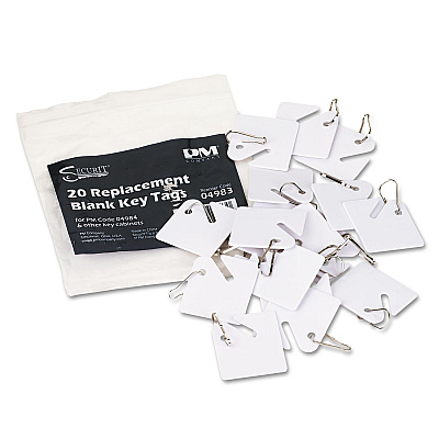 SecurIT Replacement Slotted Key Cabinet Tags, 1.63 x 1.5, White, 20/Pack (ICX94190027)