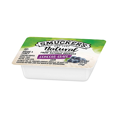 Smucker's Smuckers 1/2 Ounce Natural Jam, 0.5 oz Container, Concord Grape, 200/Carton (SMU8202)