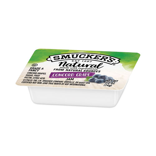 Smucker's Smuckers 1/2 Ounce Natural Jam, 0.5 oz Container, Concord Grape, 200/Carton (8202)