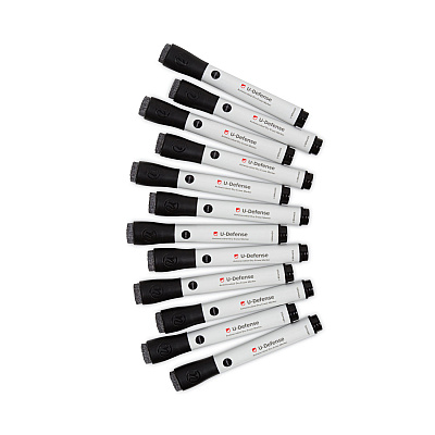 U Brands U-Defense Antimicrobial Dry-Erase Markers, Broad Chisel Tip, Black, 12/Pack (UBR3284U0012)