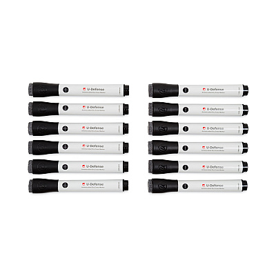 U Brands U-Defense Antimicrobial Dry-Erase Markers, Broad Chisel Tip, Black, 12/Pack (UBR3284U0012)
