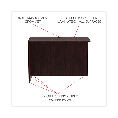 Alera Valencia Series Reversible Return/Bridge Shell, 42w x 23.63d x 29.5h. Mahogany (ALEVA354224MY)