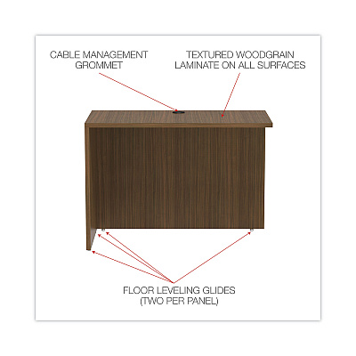 Alera Valencia Series Reversible Return/Bridge Shell, 42w x 23.63d x 29.5h, Modern Walnut (ALEVA354224WA)
