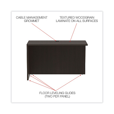 Alera Valencia Series Reversible Return/Bridge Shell, 47.25w x 23.63d x 29.5h, Espresso (ALEVA354824ES)