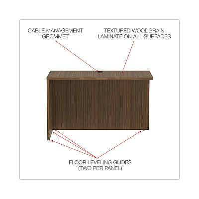 Alera Valencia Series Reversible Return/Bridge Shell, 47.25w x 23.63d x 29.5h, Modern Walnut (ALEVA354824WA)