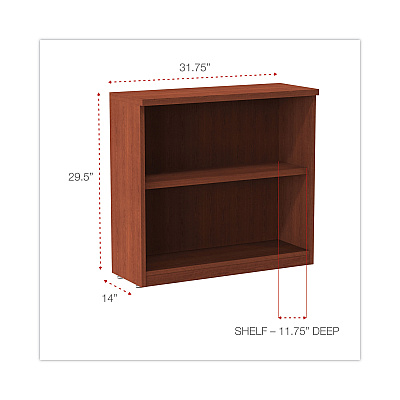 Alera Valencia Series Bookcase, Two-Shelf, 31.75w x 14d x 29.5h, Med Cherry (ALEVA633032MC)