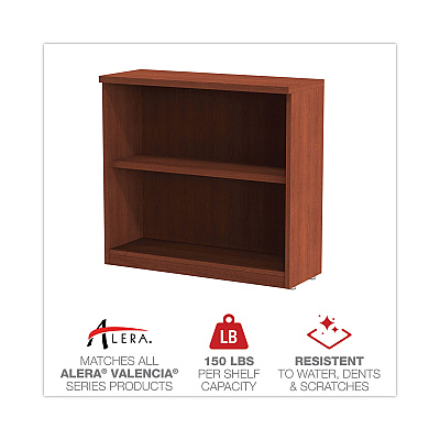 Alera Valencia Series Bookcase, Two-Shelf, 31.75w x 14d x 29.5h, Med Cherry (ALEVA633032MC)