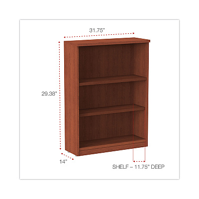 Alera Valencia Series Bookcase, Three-Shelf, 31.75w x 14d x 39.38h, Med Cherry (ALEVA634432MC)