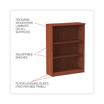 Alera Valencia Series Bookcase, Three-Shelf, 31.75w x 14d x 39.38h, Med Cherry (ALEVA634432MC)