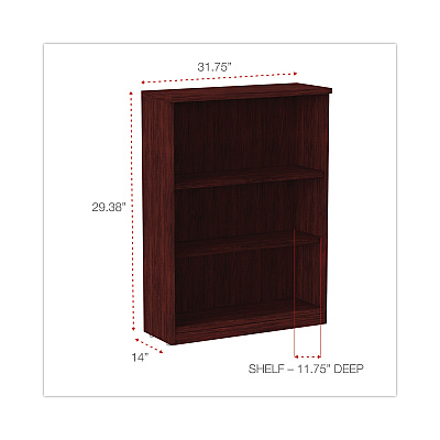 Alera Valencia Series Bookcase, Three-Shelf, 31.75w x 14d x 39.38h, Mahogany (ALEVA634432MY)