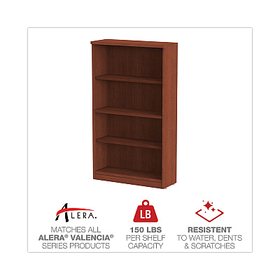 Alera Valencia Series Bookcase, Three-Shelf, 31.75w x 14d x 39.38h, Mahogany (ALEVA634432MY)