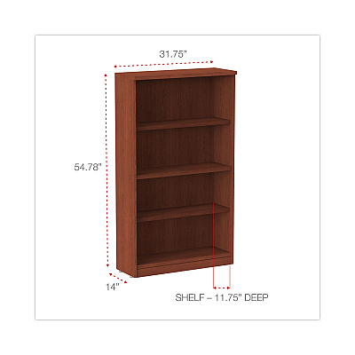 Alera Valencia Series Bookcase, Four-Shelf, 31.75w x 14d x 54.88h, Medium Cherry (ALEVA635632MC)