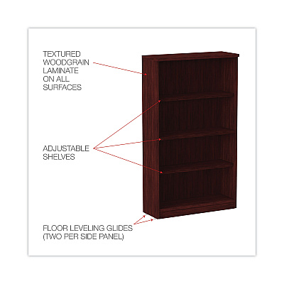 Alera Valencia Series Bookcase, Four-Shelf, 31.75w x 14d x 54.88h, Mahogany (ALEVA635632MY)