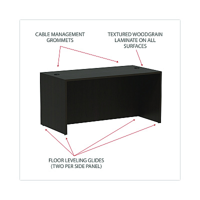 Alera Valencia Series Straight Front Desk Shell, 59.13" x 29.5" x 29.63", Espresso (ALEVA216030ES)
