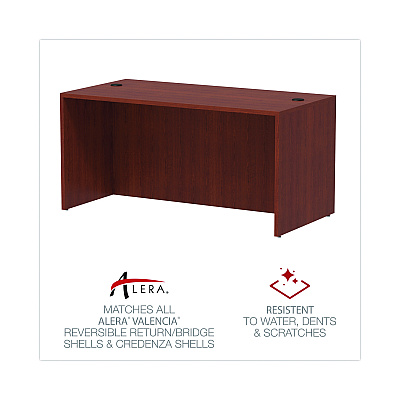 Alera Valencia Series Straight Front Desk Shell, 59.13" x 29.5" x 29.63", Medium Cherry (ALEVA216030MC)