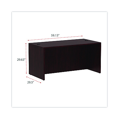 Alera Valencia Series Straight Front Desk Shell, 59.13" x 29.5" x 29.63", Mahogany (ALEVA216030MY)