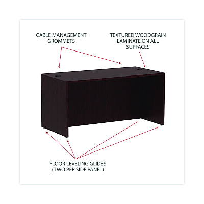 Alera Valencia Series Straight Front Desk Shell, 59.13" x 29.5" x 29.63", Mahogany (ALEVA216030MY)