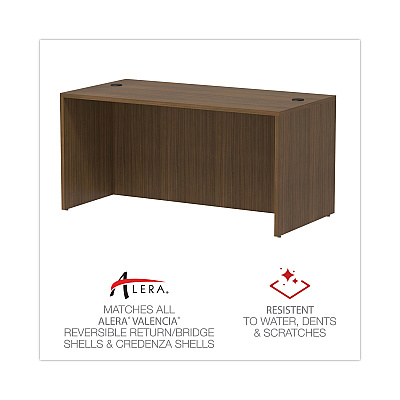 Alera Valencia Series Straight Front Desk Shell, 59.13" x 29.5" x 29.63", Modern Walnut (ALEVA216030WA)