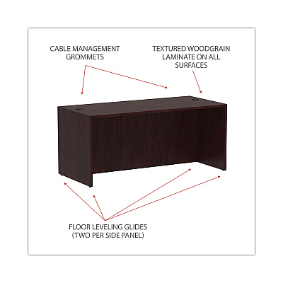 Alera Valencia Series Straight Front Desk Shell, 65" x 29.5" x 29.63", Mahogany (ALEVA216630MY)
