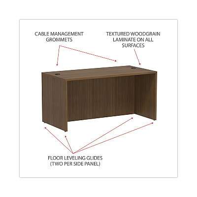 Alera Valencia Series Straight Front Desk Shell, 65" x 29.5" x 29.63", Modern Walnut (ALEVA216630WA)