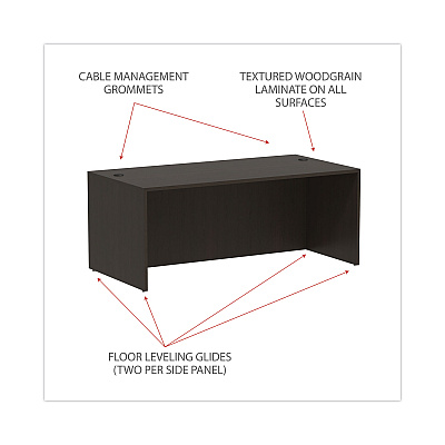 Alera Valencia Series Straight Front Desk Shell, 71" x 35.5" x 29.63", Espresso (ALEVA217236ES)