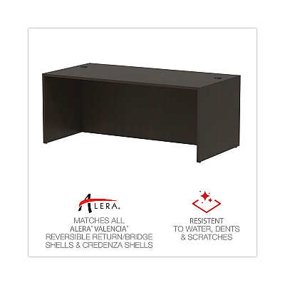 Alera Valencia Series Straight Front Desk Shell, 71" x 35.5" x 29.63", Espresso (ALEVA217236ES)