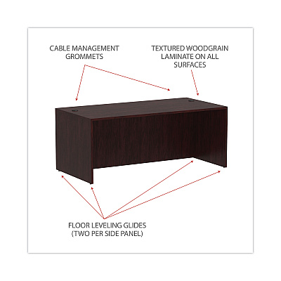 Alera Valencia Series Straight Front Desk Shell, 71" x 35.5" x 29.63", Mahogany (ALEVA217236MY)