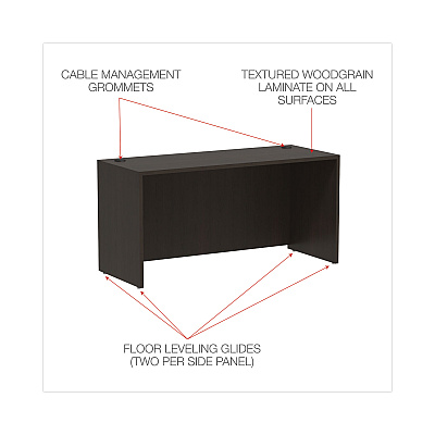 Alera Valencia Series Credenza Shell, 59.13w x 23.63d x 29.5h, Espresso (ALEVA256024ES)